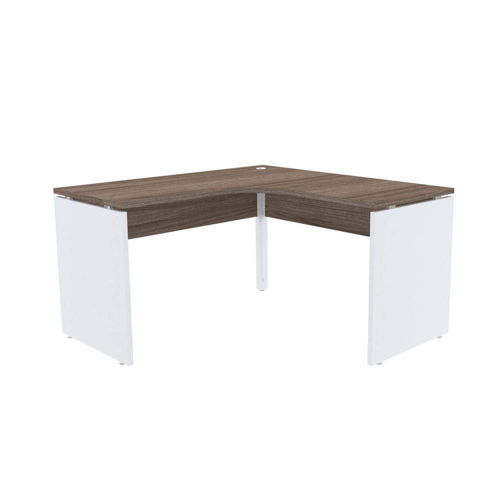 Mesa Em L P/ Escritório 125X125 Pandin P25 - Walnut/Branco