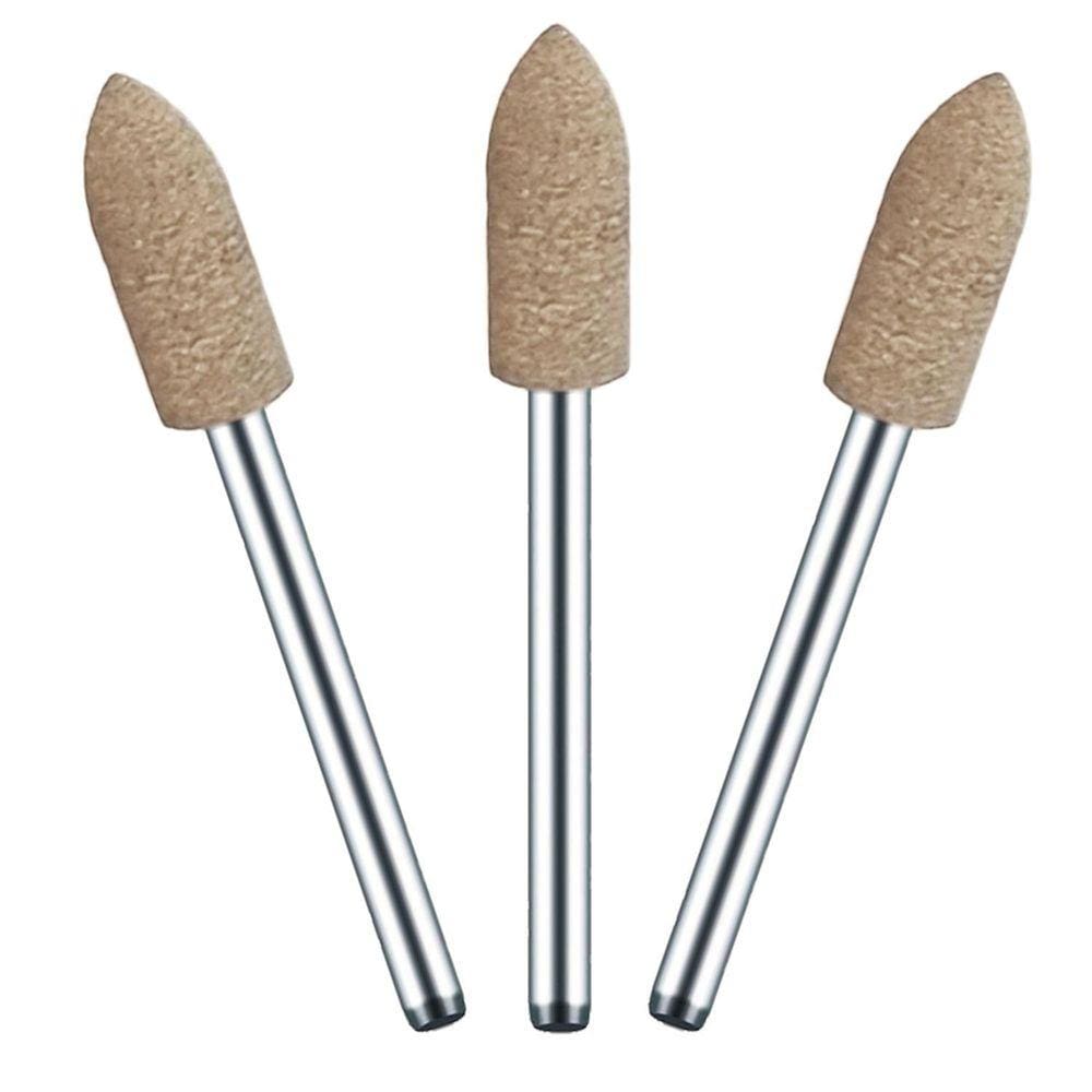 Kit 3 Ponta Montada 6Mm Cônica Polir Haste 3Mm Couro Vaca