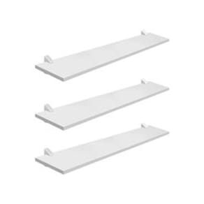 Kit com 3 Prateleira Estante MDF Branca 20x80