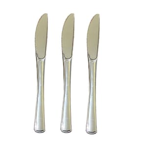 Kit 48 Facas Descartáveis De Luxo Em Plástico Prata 19,5Cm