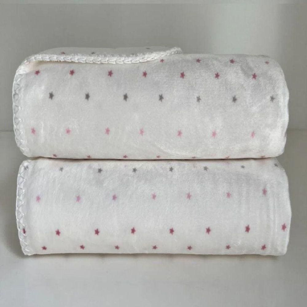 Manta Velvet Star Rosa Bebê - Laço Bebê