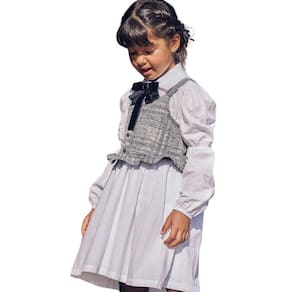Vestido Infantil Kukiê Off White com Colete