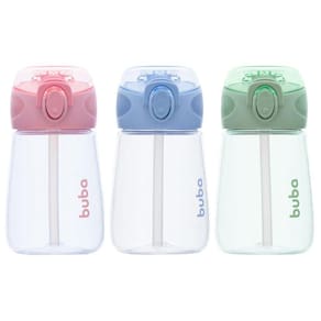 Garrafa Criaça Escolar Infantil Com Trava Canudo Silicone Buba