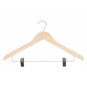Cabide De Madeira Vizapi Adulto Wood 44x22cm Presilha Tailleur Natural