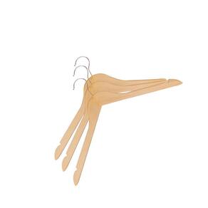 Kit Cabide De Madeira Vizapi Adulto Wood com 3 44x22 cm Camisa Natural