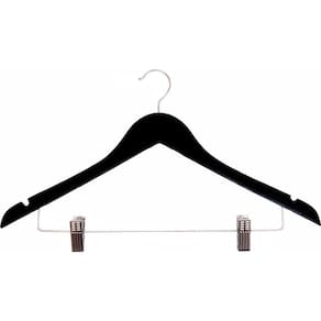 Cabide De Madeira Vizapi Adulto Wood 44x22cm Presilha Tailleur Laca Preto