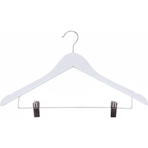 Cabide De Madeira Vizapi Adulto Wood 44x22cm Presilha Tailleur Laca Branco