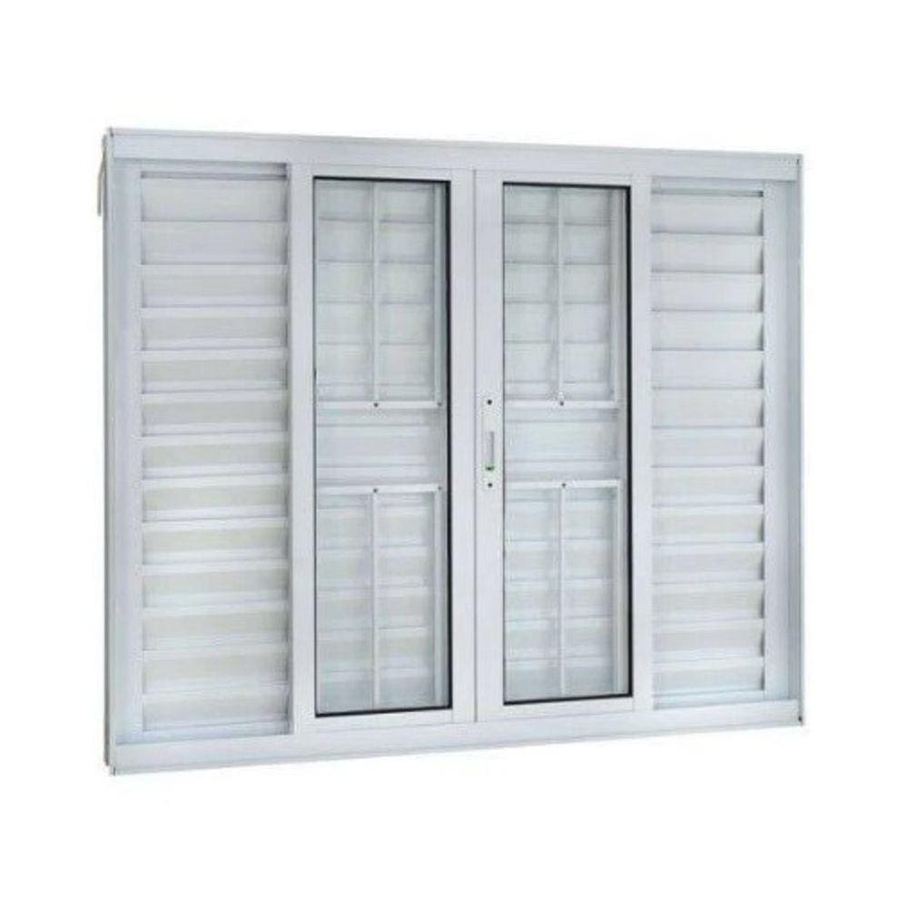 Veneziana 100x120 6 Folhas c/Grade - Alumínio Branco - Linha 25 Suprema
