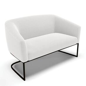 Sofá Namoradeira 2 Lugares Base Industrial Preto Stella Bouclê Off White D03 - D`Rossi