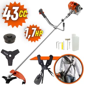 Roçadeira Lateral Á Gasolina Tekna RL430ACNTK 2T 43cc 1,7HP 9.000rpm Cortador de Grama Profissional C/ Lâmina 3 Pontas e Carretel Nylon