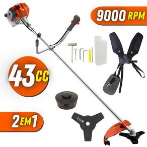 Cortador de Grama Á Gasolina Tekna RL430ACNTK 2T 43cc 1,7HP Roçadeira Profissional Com Lâmina de Corte 3 Pontas e Carretel Nylon