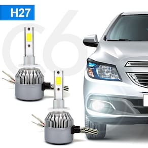 Par Lâmpadas H27 Farol Milha Hyundai Santa Fé 2006 2007 2008 2009 Super Led C6 6000k 7200 Lumens Branco Frio Efeito Xenon