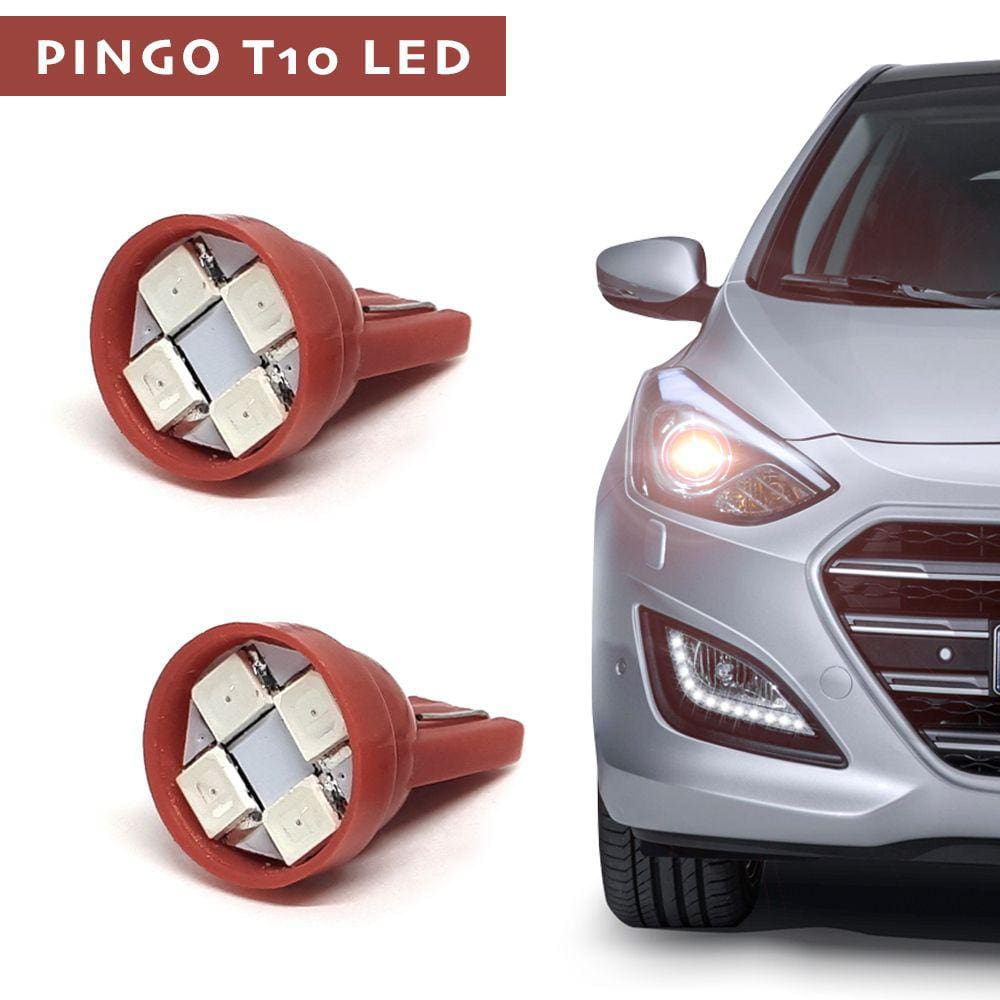 Par Lâmpadas T10 Pingo Led Vermelho Lanterna Farolete Meia Luz Renault Clio 1999 2000 2001 2002 2003