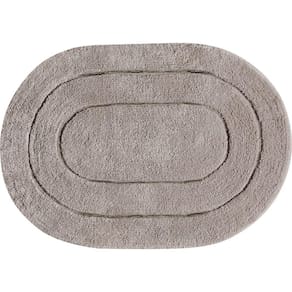Tapete De Banheiro Algodão Oval Vizapi Erode 50X70Cm Pardo