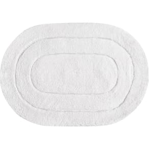 Tapete De Banheiro Algodão Oval Vizapi Erode 60X90Cm Branco