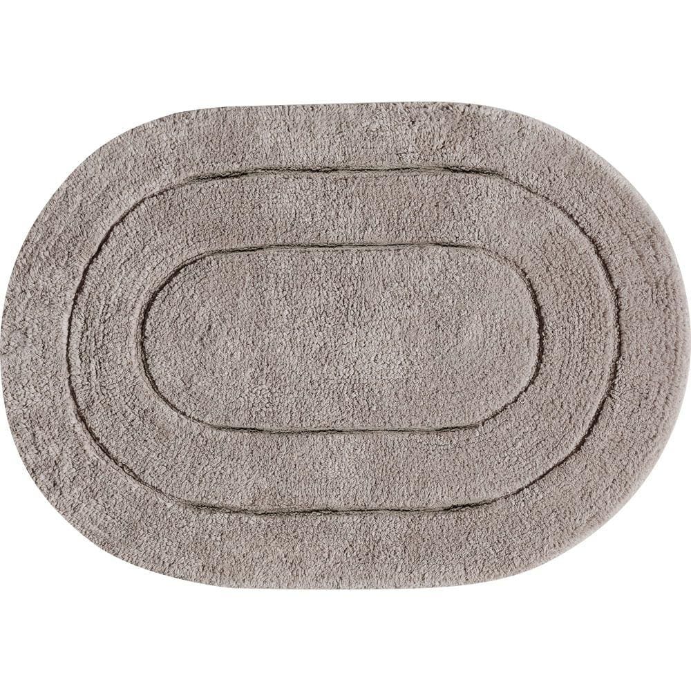 Tapete De Banheiro Algodão Oval Vizapi Erode 60X90Cm Pardo