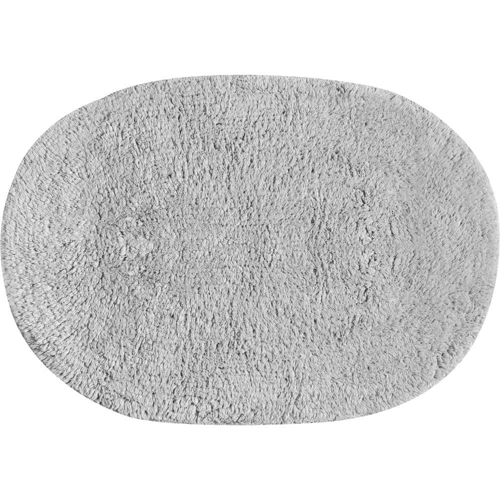 Tapete De Banheiro Algodão Oval Vizapi Dahr Vz105Pp 40X60Cm Prata