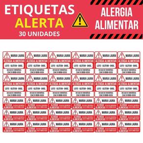 Etiqueta Alerta Alergia Alimentar Personalizada Vinil 30un