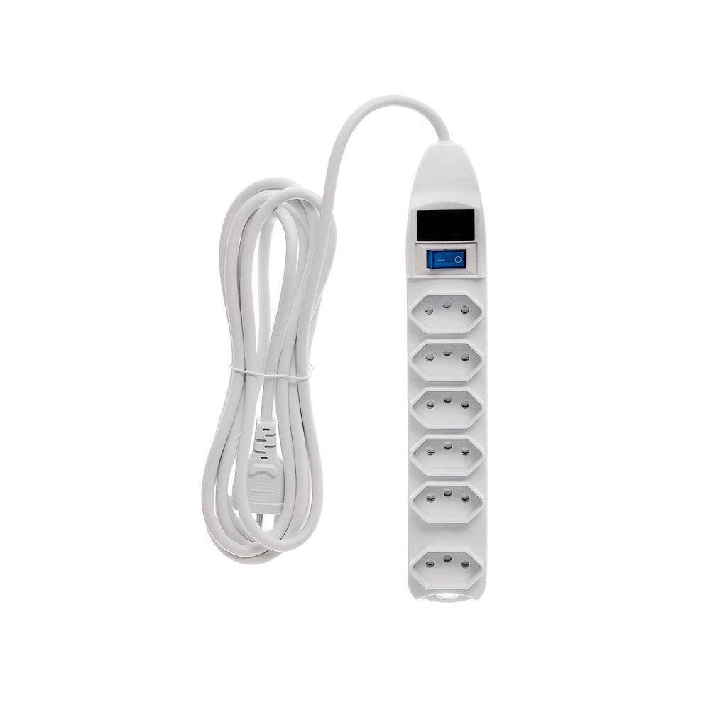 Filtro de Linha 6 Tomadas Régua Extensão com Interruptor de Luz Energia