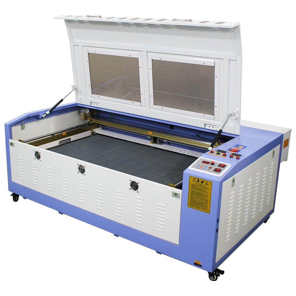 Máquina CNC Router Laser Corte e Gravação 90x60cm 100w Mesa Elevação Elétrica Sensor Fluxo de Água 220v