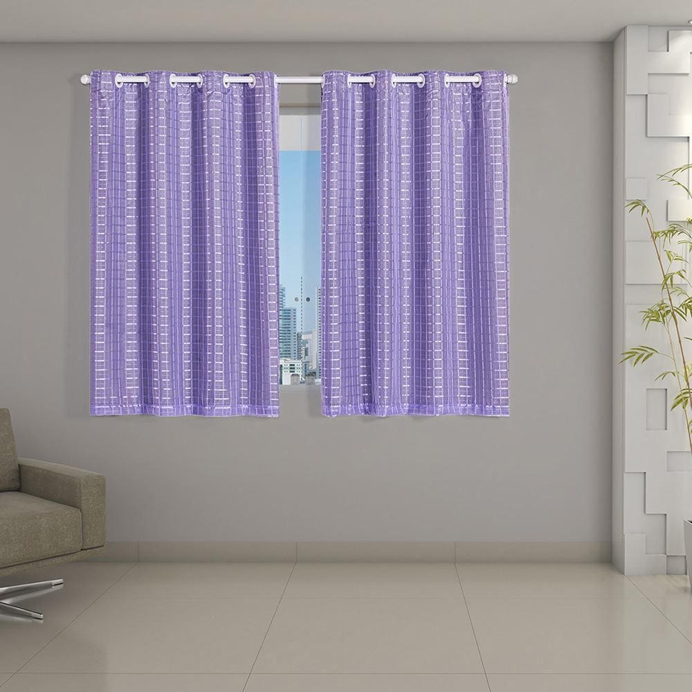 Cortina Blackout Voil 2,80 X 1,60 Blecaute Sala Quarto Lilás