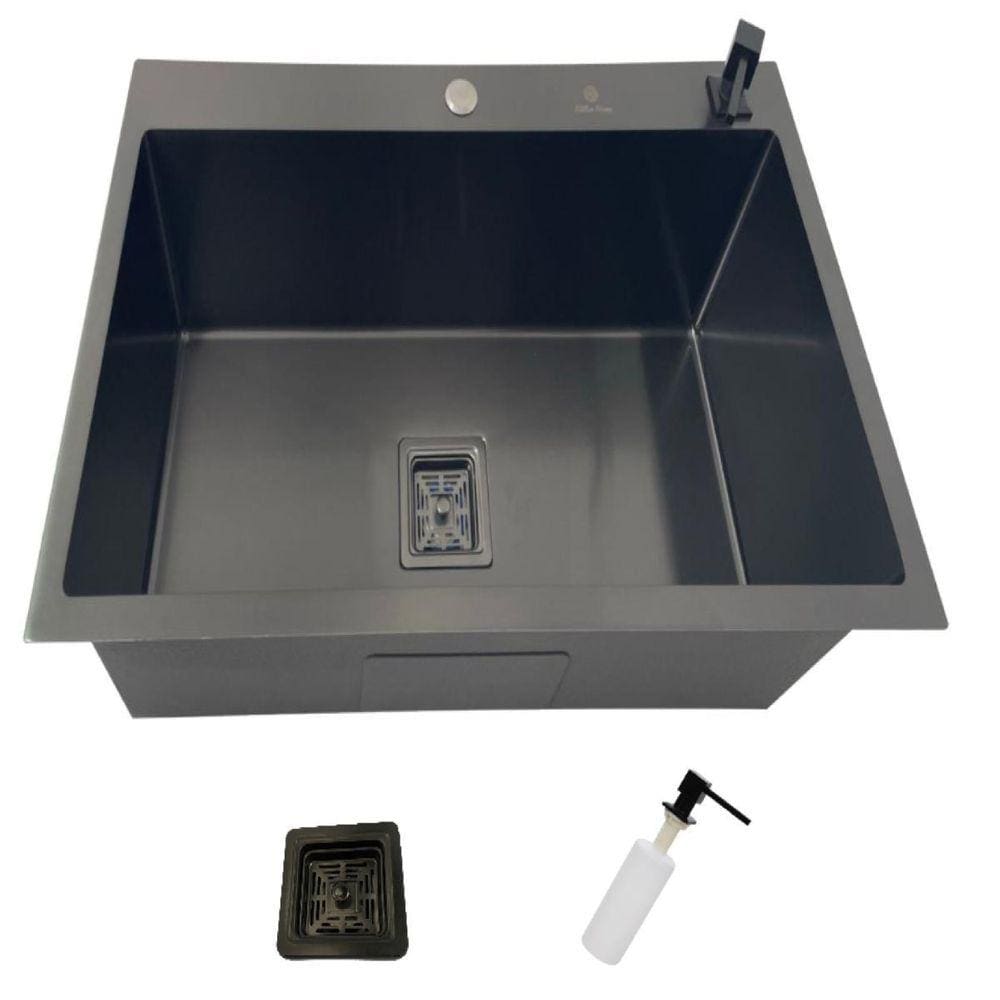 Cuba Quadrada Preta 60X40 Sem Cesto Escorredor