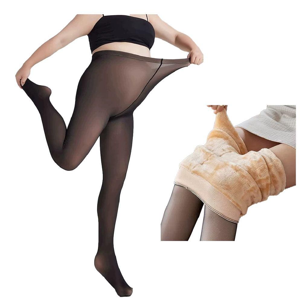Meia-Calça Térmica Forrada Peluciada Translúcida Legging super Elástica de Lã Inverno