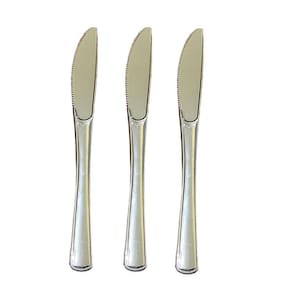Kit 12 Facas Descartáveis De Luxo Em Plástico Prata 19,5Cm