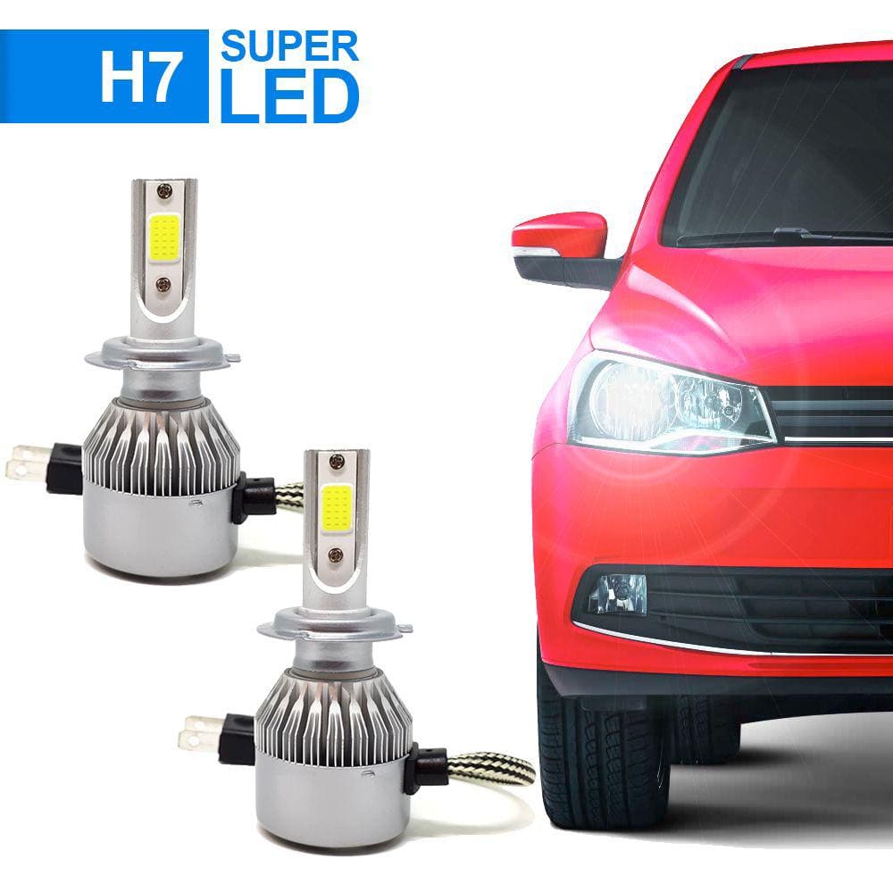 Par Lâmpadas H7 Farol Baixo Ford Focus 2004 2005 2006 2007 2008 2009 Super Led C6 6000k 7200 Lumens Branco Frio Efeito Xenon