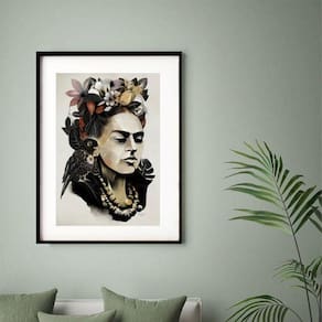 Quadro Frida Kahlo Abstrato Rústico 60X48Cm