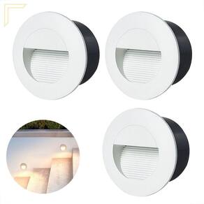 3 Balizador Embutido Branco Redondo Muro Led 3000K Lup90