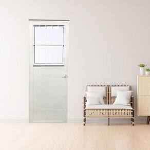 Porta Social Lambril de Alumínio 210 X 80cm Linha 25 Lado Direito Esquadrias Bergame Branco