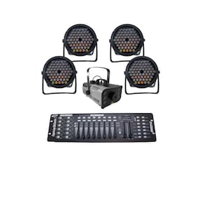 Kit 4 Par Led Slim 60 Led 3W+Máq Fumaça 1200W+Mesa Dmx512