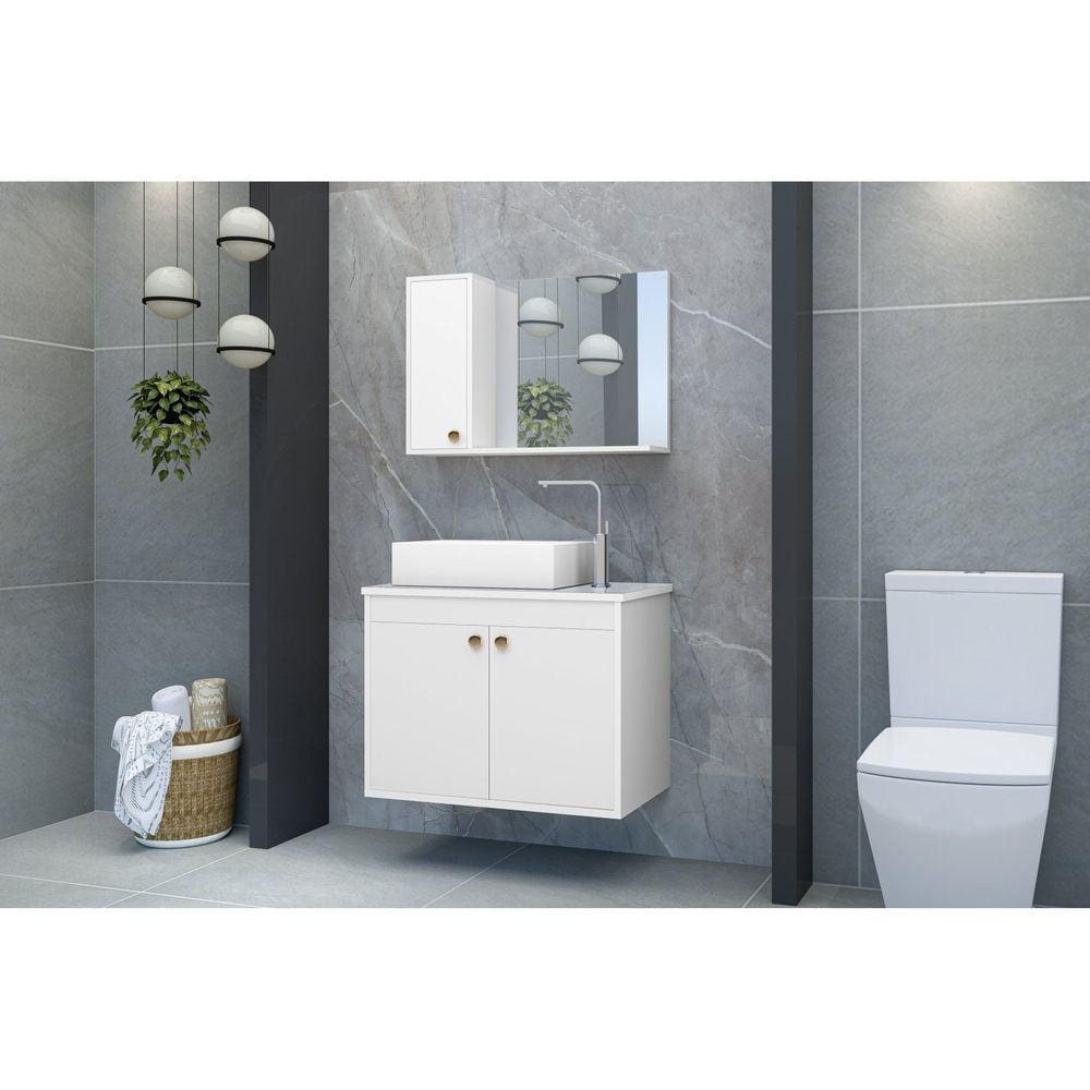 Conjunto para Banheiro Clean 60 Mármore Sintético Branco
