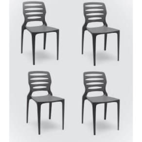 Kit com 4 Cadeiras para Sala de Jantar Ville Preto
