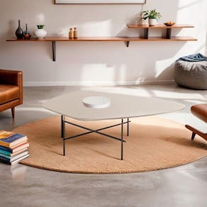 Mesa de Centro Capri Off White Formato Orgânico 116x35cm Off White