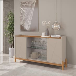 Buffet Aparador 170cm 4 Portas Bari Off White/Cedro