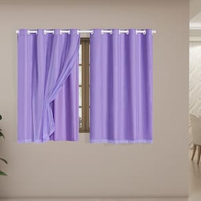 Cortina Blackout Voil 2,80X1,80 Corta Luz Sala Quarto Lilás