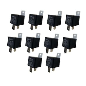 Kit 10 Rele Auxiliar Universal 12V 70A 4 Terminais Suporte