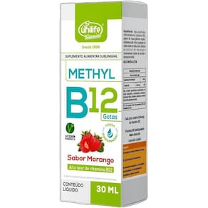 Methyl Vitamina B12 Gotas Sabor Morango Unilife 30Ml Vegano