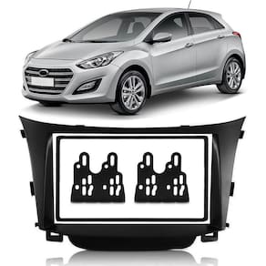 Moldura Painel 2 Din 7 Pol Hyundai I30 2013 À 2016 Preto