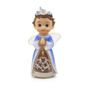 Imagem Anjo Da Guarda Azul Rezando Musical Led Importado