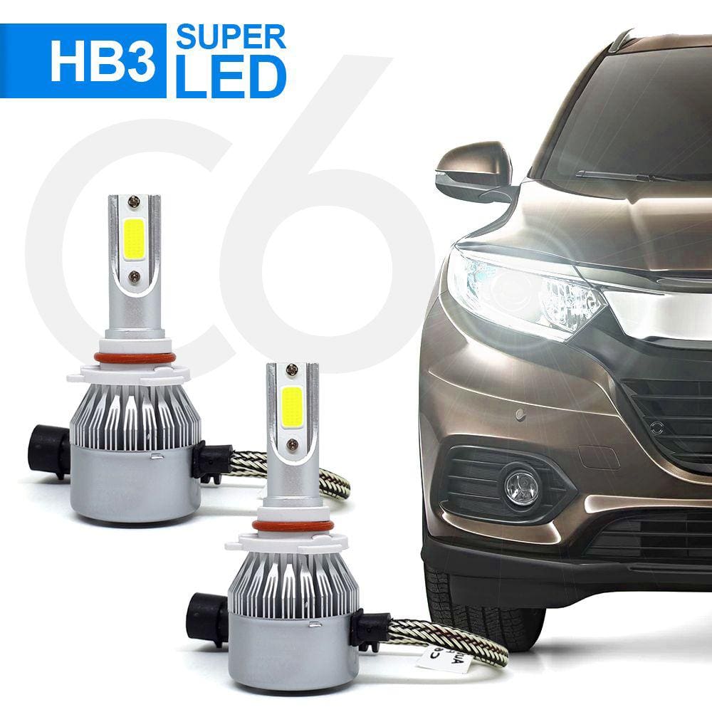 Par Lâmpadas HB3 Farol Alto Honda Civic 2004 2005 2006 2007 2008 2009 Super Led C6 6000k 7200 Lumens Branco Frio Efeito Xenon