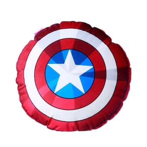 Almofada Escudo Capitão América Redonda Aveludada Oficial Marvel