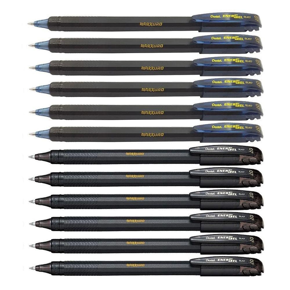 Kit 12 Canetas PENTEL Gel Energel Makkuro 0.7mm Ponta Fina