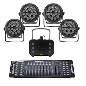 Kit 4 Par Led Slim + Máquina De Fumaça 1200W + Mesa Dmx 512