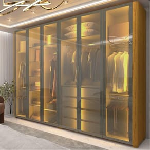 Guarda-roupa Casal 6 Portas com 6 Portas Reflecta com Pés com Led Innova Naturale