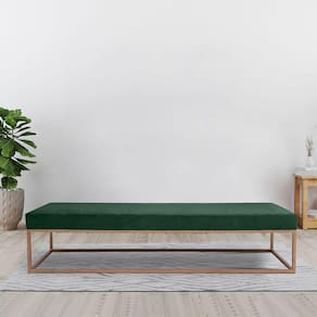 Puff para Sala de Estar Giulia 140 Cm Verde/Dourado