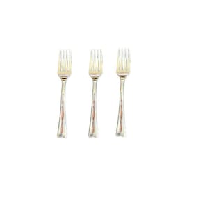 Kit Com 216 Mini Garfos Prata Luxo Descartável 10Cm Plástico