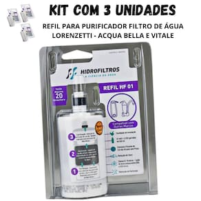 3 Refil Vela Filtro Água Lorenzetti Acqua Bella Vitale Rv-01